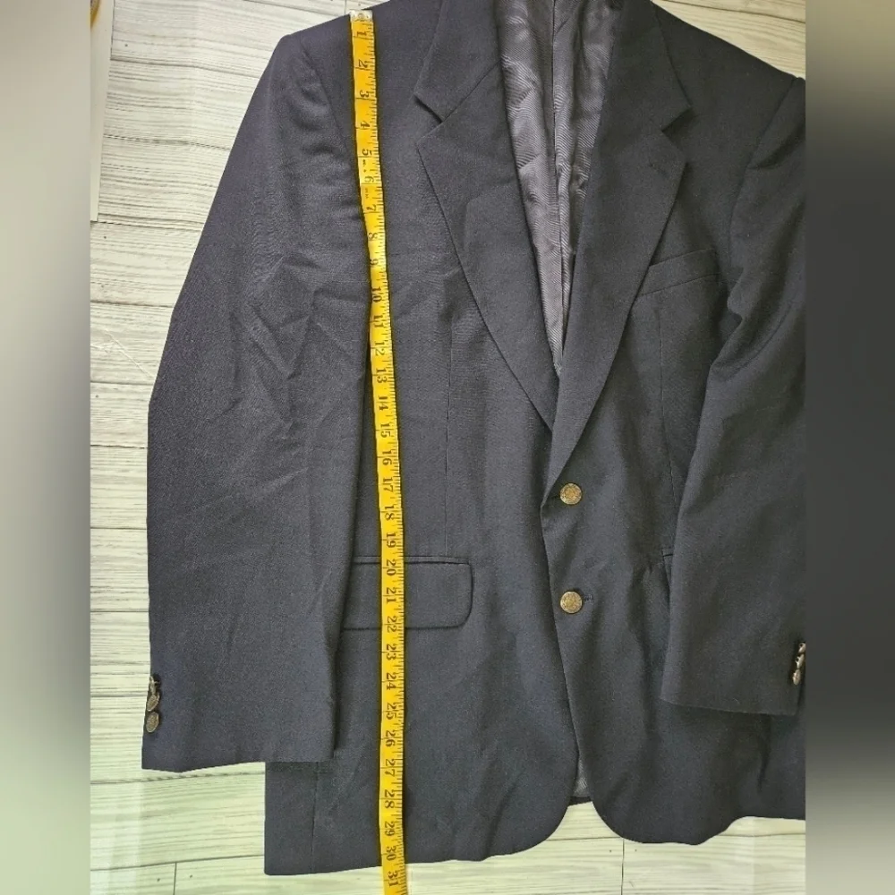 Vintage Oscar de la Renta Admiral Wool Blazer in Navy Blue Size 42 Regular